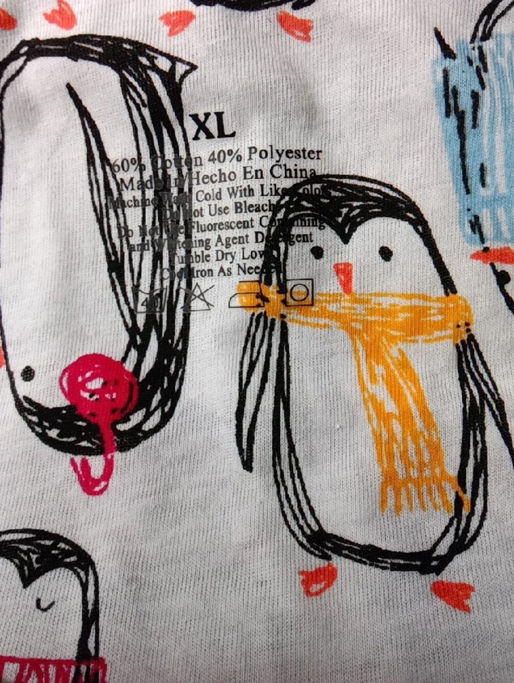 Women Penguin Print Pajama Set - White with Multi-Color Penguins